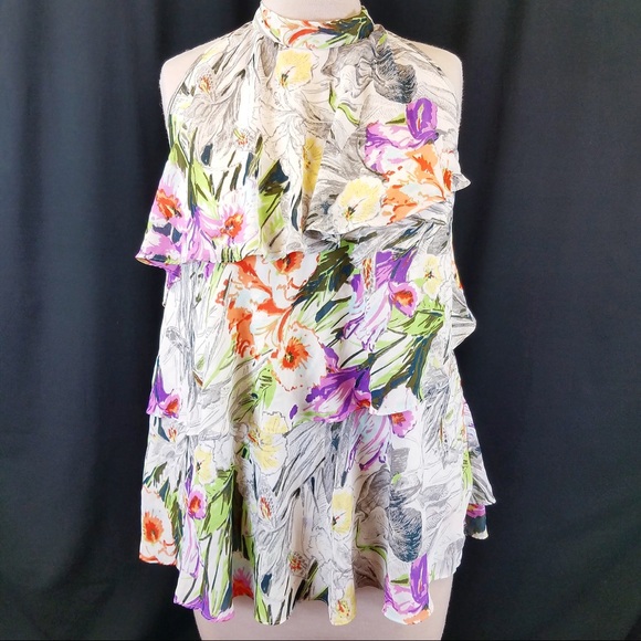 Lane Bryant Tops - Lane Bryant Floral Ruffled Halter Top